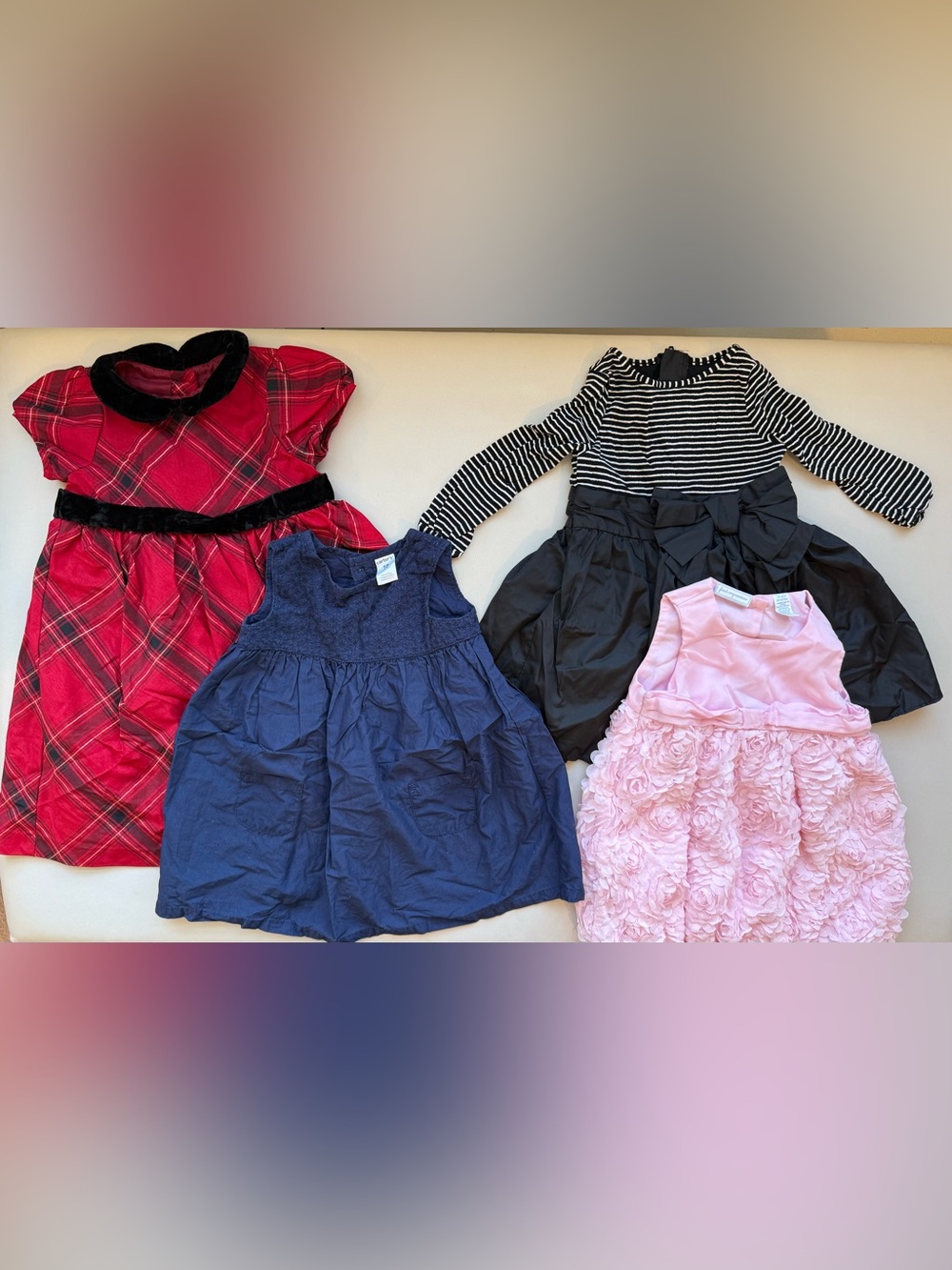 Girls Formal Dress Set in Red Plaid, Navy, Black & Pink size 18 months
